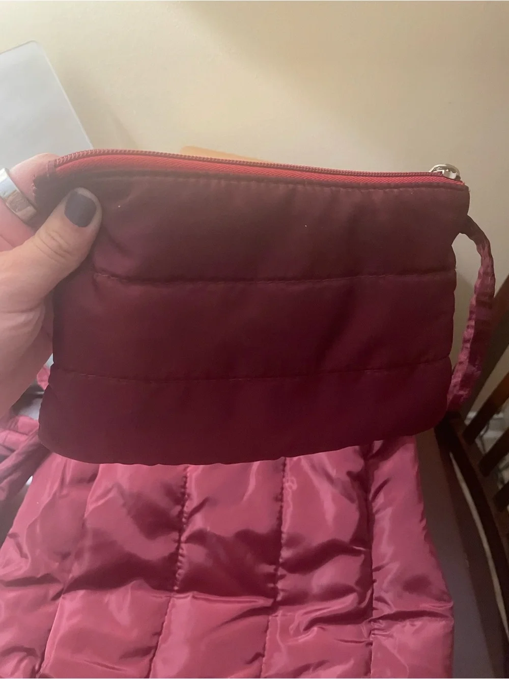 Amazon Maroon Quilted Laptop Tote with Zip Pouch